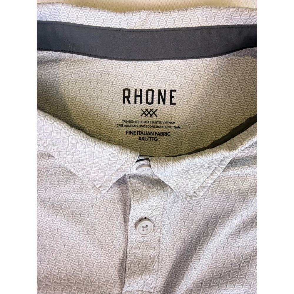 Rhone Commuter Polo Shirt Mens XXL Gray Diamond Short Sleeve Golf Performance - Picture 8 of 8
